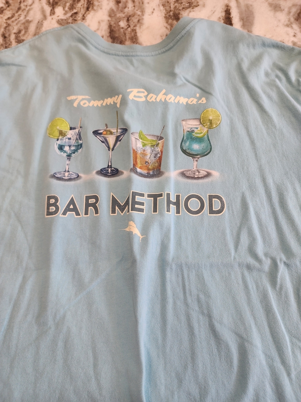 Tommy Bahama "Bar Method" Light Blue Graphic Tee